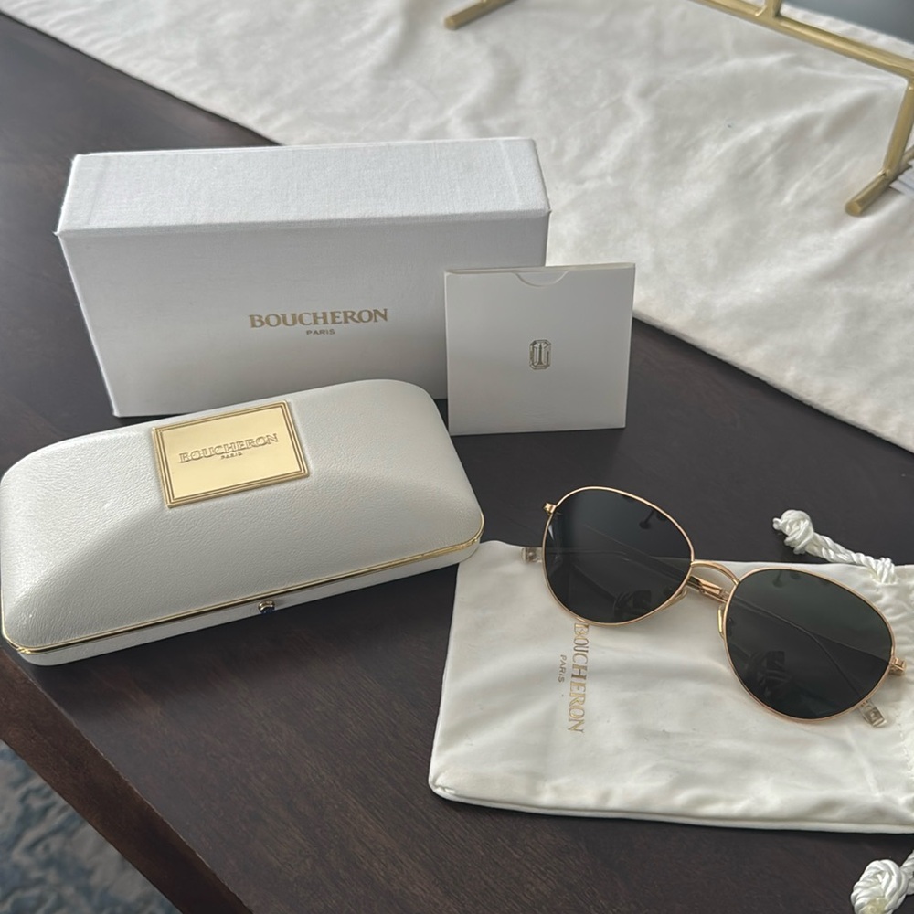 Boucheron Gold and Army Green Sunglasses